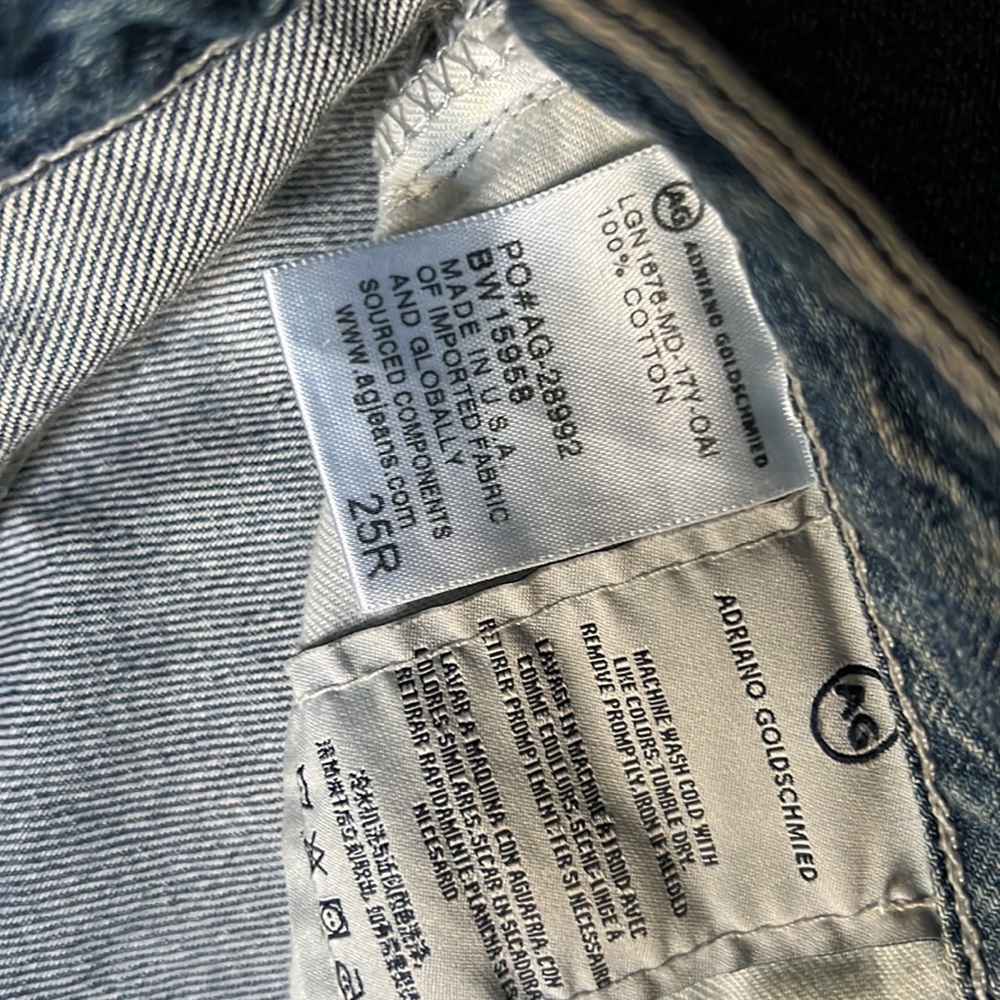 90s vintage high rise tapered / straight leg distressed blue jeans 25 - Picture 9 of 16
